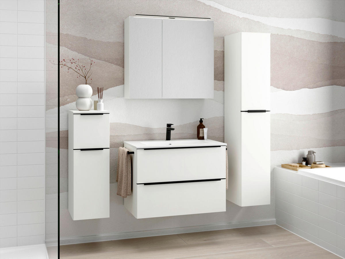SPIEGELSCHRANK 80/72/21 cm  - Alufarben/Weiß, MODERN, Glas/Holzwerkstoff (80/72/21cm) - Nobilia