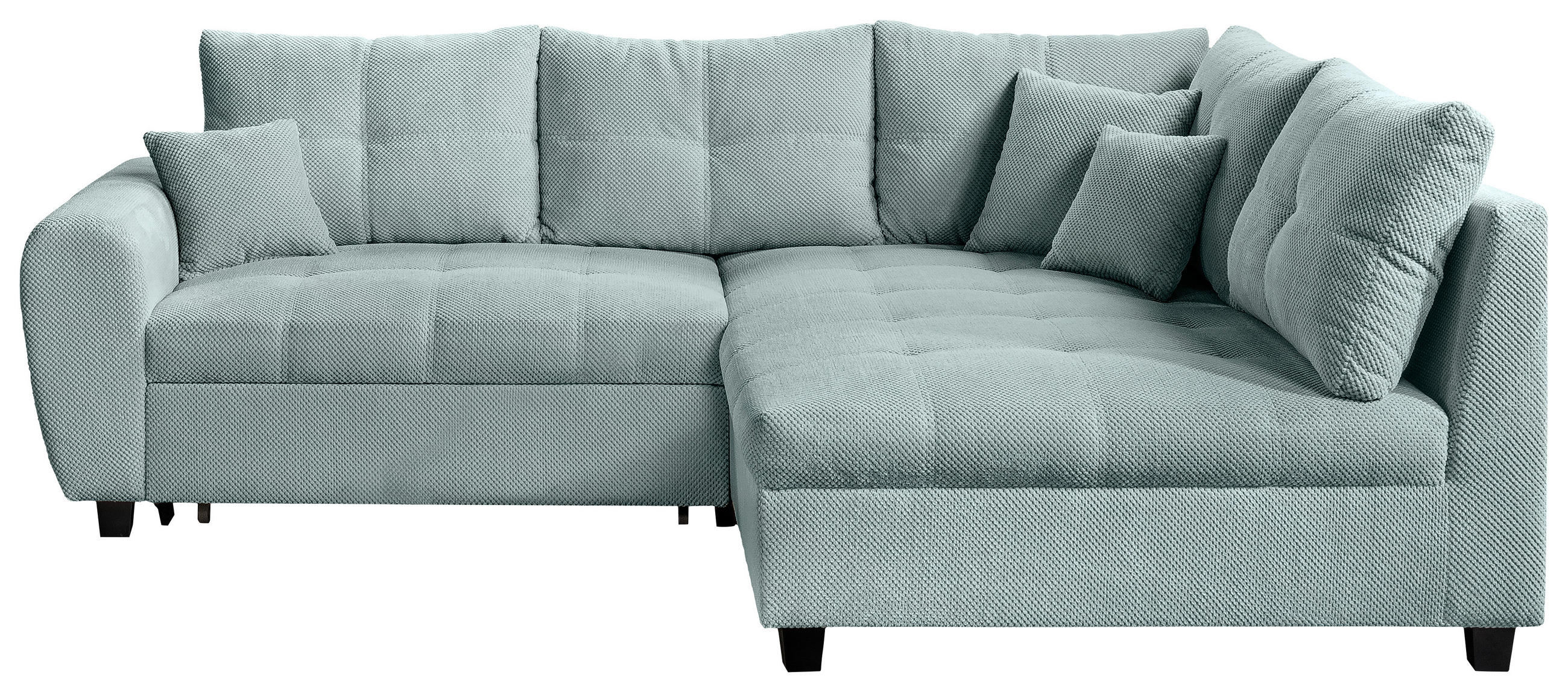 ECKSOFA Mintgrün Plüsch  - Schwarz/Mintgrün, KONVENTIONELL, Kunststoff/Textil (249/175cm) - Carryhome