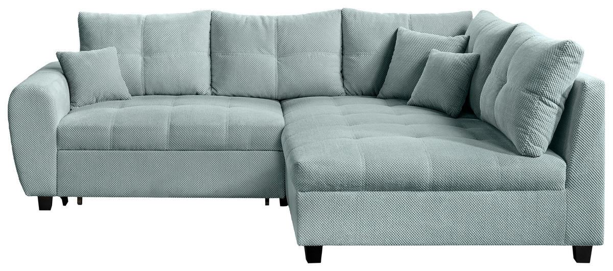 ECKSOFA Mintgrün Plüsch  - Schwarz/Mintgrün, KONVENTIONELL, Kunststoff/Textil (249/175cm) - Carryhome