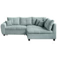 ECKSOFA Mintgrün Plüsch Zierkissen, Rückenkissen, Schlaffunktion, Rücken echt  - Schwarz/Mintgrün, KONVENTIONELL, Kunststoff/Textil (249/175cm) - Carryhome