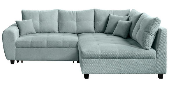 ECKSOFA Mintgrün Plüsch Zierkissen, Rückenkissen, Schlaffunktion, Rücken echt  - Schwarz/Mintgrün, KONVENTIONELL, Kunststoff/Textil (249/175cm) - Carryhome