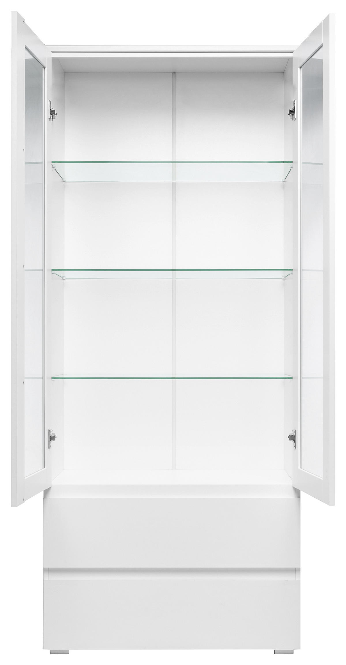 VITRINA, bela - srebrne barve/bela, Konvencionalno, steklo/leseni material (80/191/40cm) - Livetastic