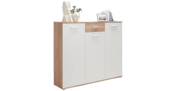 SCHUHSCHRANK 136/118/36 cm - Silberfarben/Weiß, Design, Holzwerkstoff/Kunststoff (136/118/36cm) - Carryhome