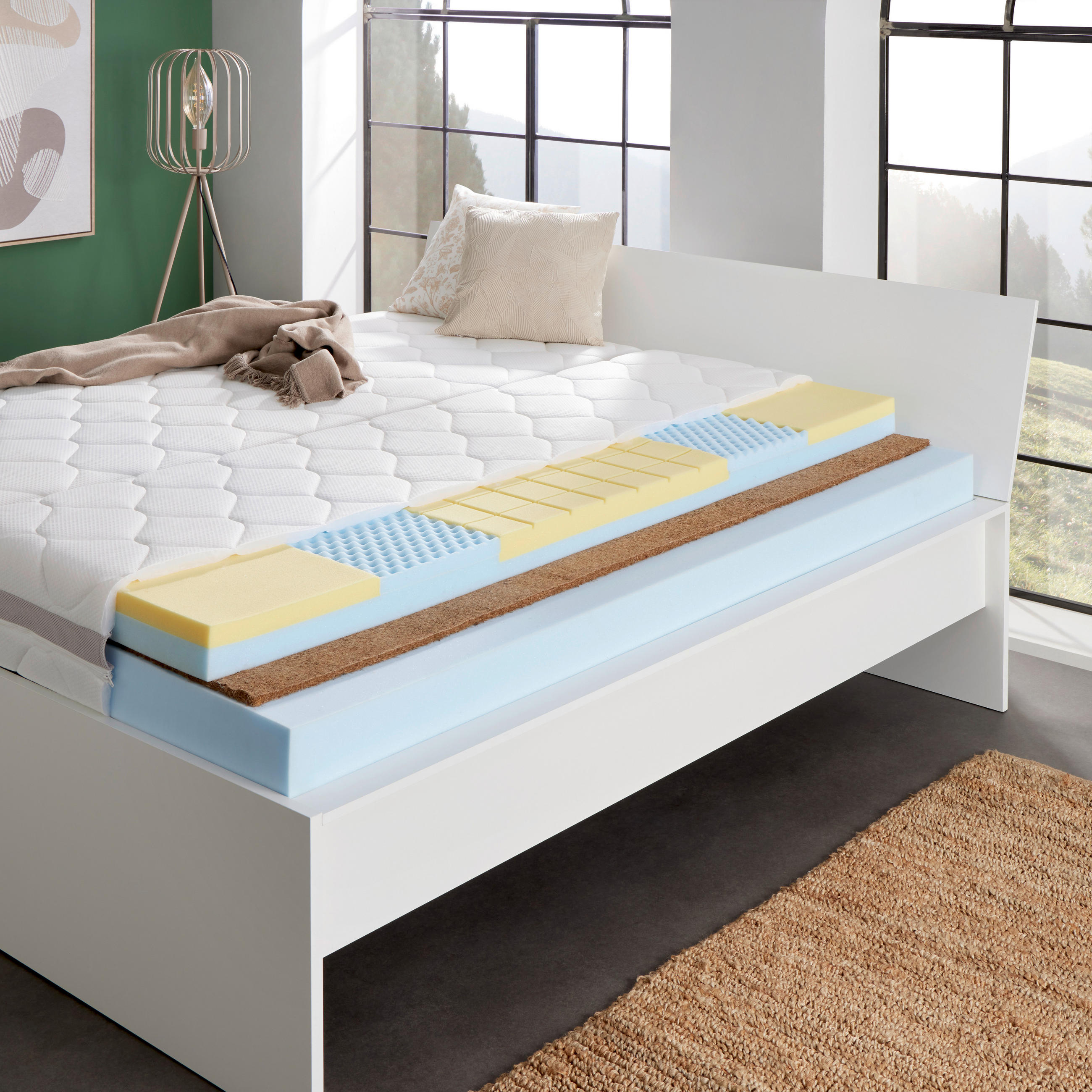 VISCOMATRATZE FEMINA NOVA H4 140/200 cm Höhe ca. 22 cm  - Weiß, Textil (140/200cm) - Primatex Deluxe