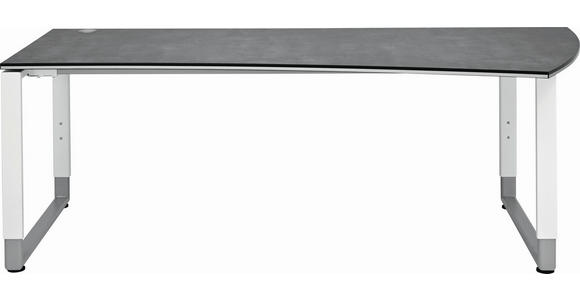 SCHREIBTISCH 200/80-100/68-82 cm Grau, Weiß  - Weiß/Grau, Basics, Holzwerkstoff/Metall (200/80-100/68-82cm) - Moderano