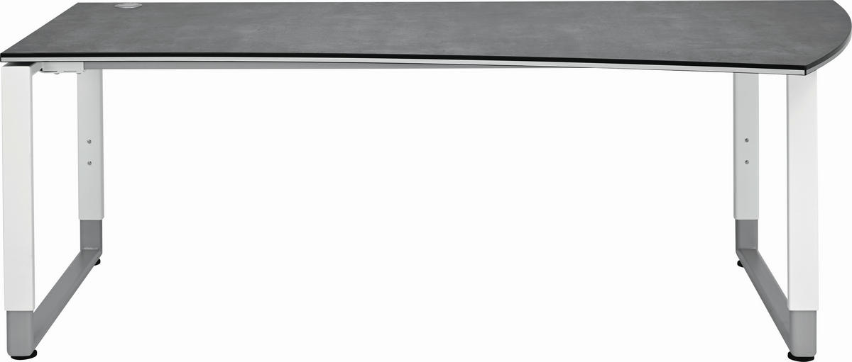 SCHREIBTISCH 200/80-100/68-82 cm  in Grau, Weiß  - Weiß/Grau, Basics, Holzwerkstoff/Metall (200/80-100/68-82cm) - Moderano