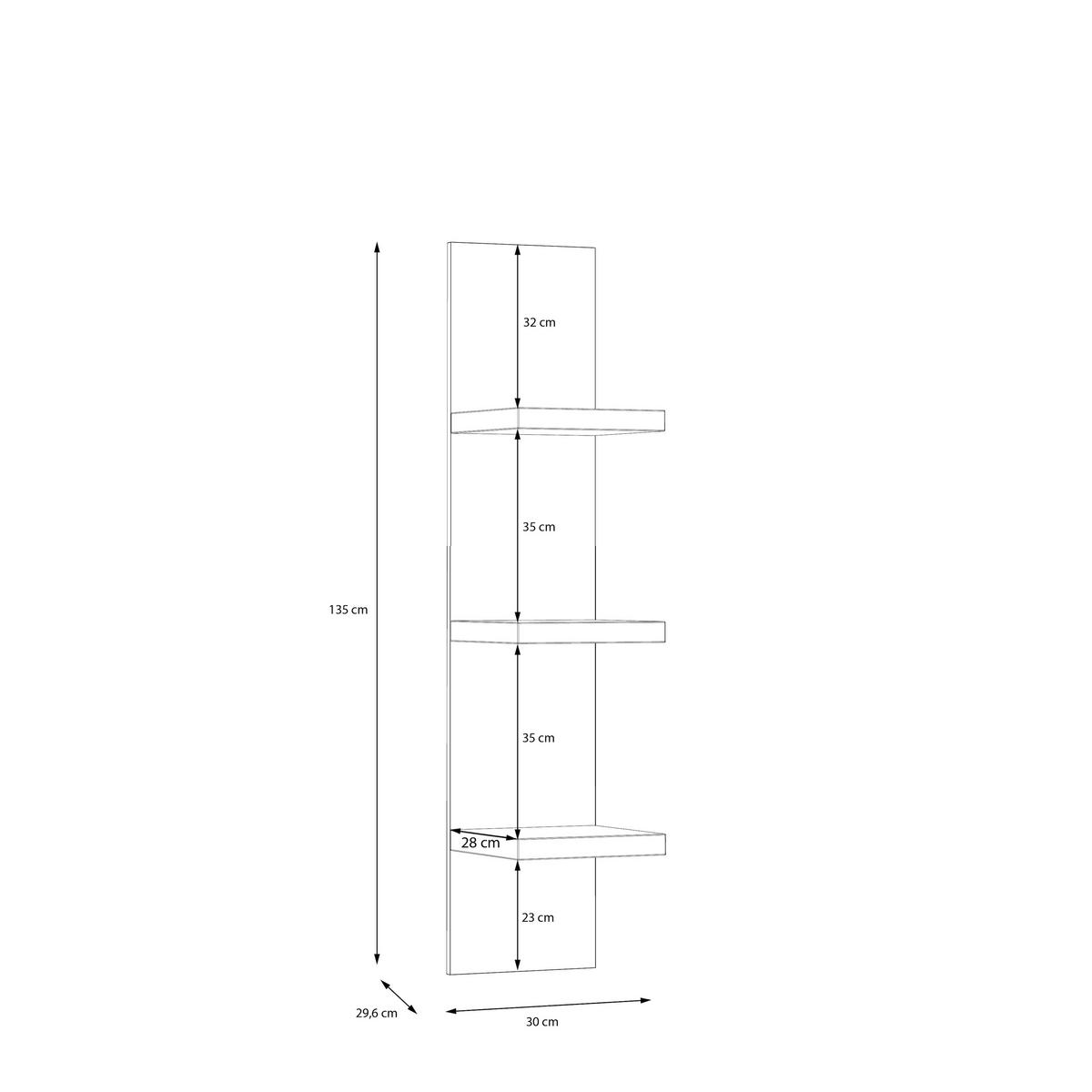 REGALNA POLICA 30/135/29,6 cm barve hrasta  - barve hrasta, Design, leseni material (30/135/29,6cm) - Hom`in