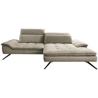 ECKSOFA in Webstoff Beige  - Beige/Schwarz, Design, Textil/Metall (288/179-202cm) - Stylife