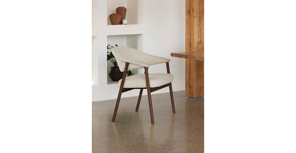 ARMLEHNSTUHL   Chenille  - Sandfarben/Dunkelbraun, KONVENTIONELL, Holz/Textil (63/81/63cm) - Ambia Home