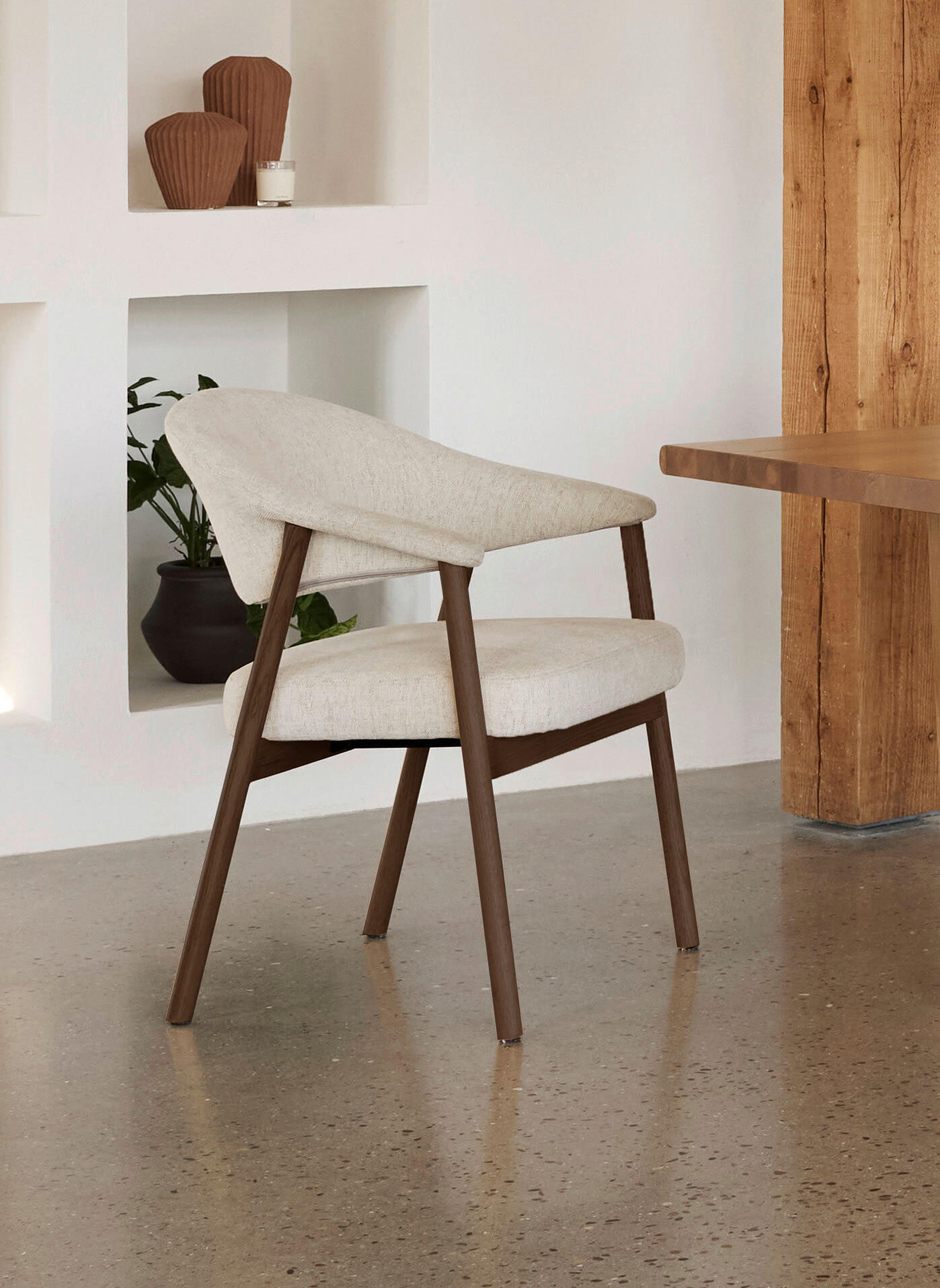 ARMLEHNSTUHL  in Chenille  - Sandfarben/Dunkelbraun, KONVENTIONELL, Holz/Textil (63/81/63cm) - Ambia Home