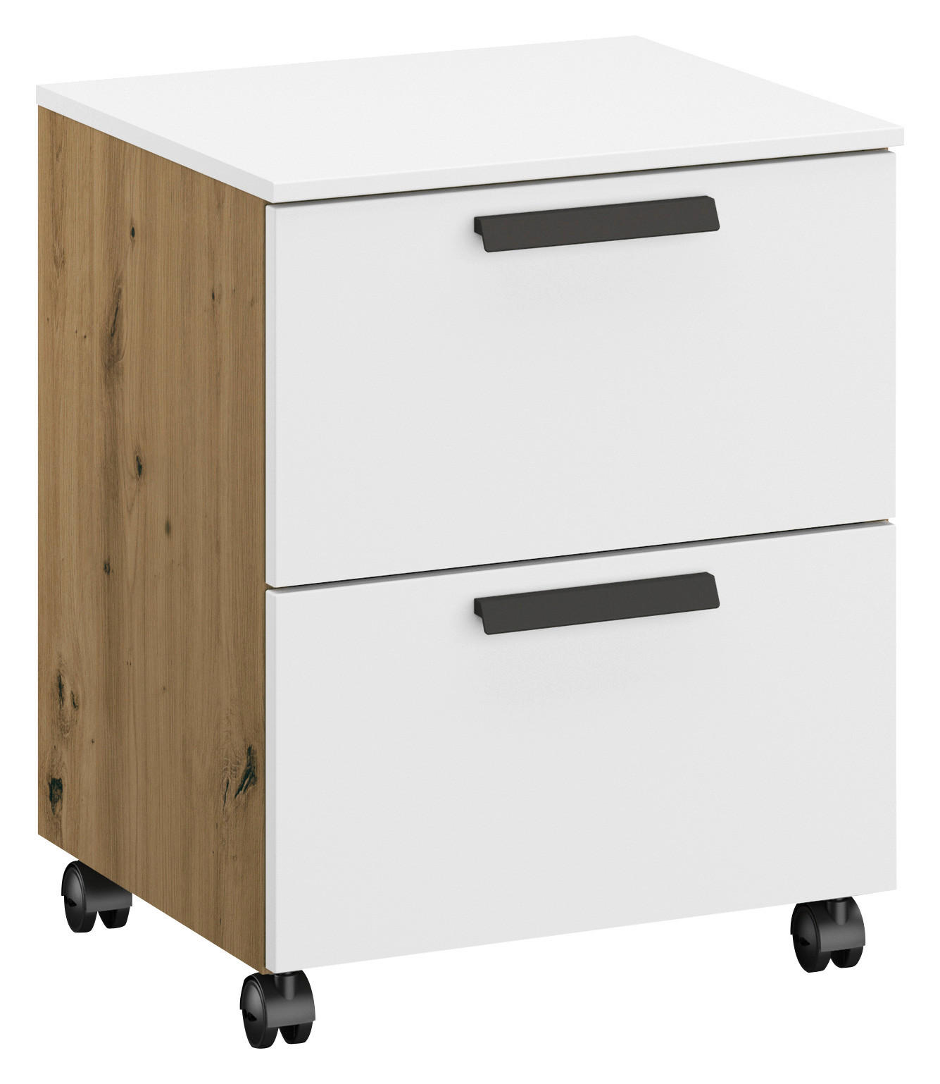 ROLLCONTAINER Weiß, Eiche Artisan  - Graphitfarben/Weiß, Design, Holzwerkstoff/Kunststoff (40/52/42cm) - Xora