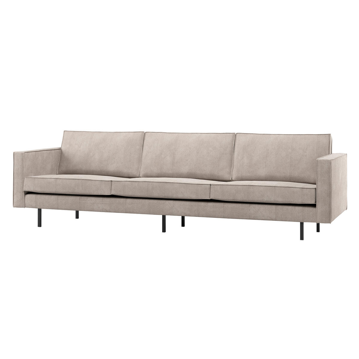 3-SITZER-SOFA Rodeo gerippt Sandfarben  - Sandfarben/Schwarz, MODERN, Textil/Metall (277/85/86cm) - Livetastic