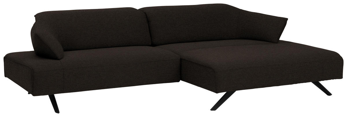 ECKSOFA in Struktur Dunkelbraun  - Anthrazit/Dunkelbraun, Design, Textil/Metall (276/165cm) - Himolla