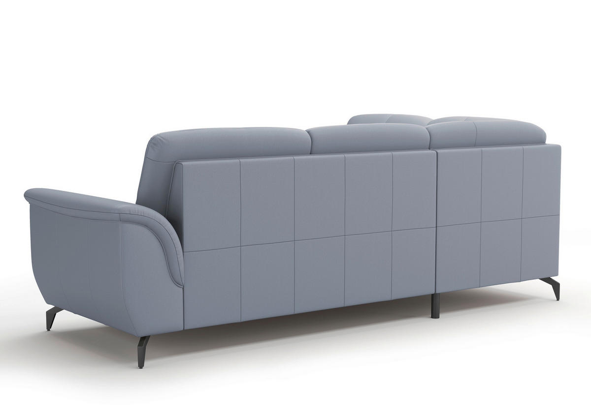 ECKSOFA ZORA E Graublau Echtleder  - Graublau/Schwarz, MODERN, Leder/Metall (212/244cm) - Sit & More