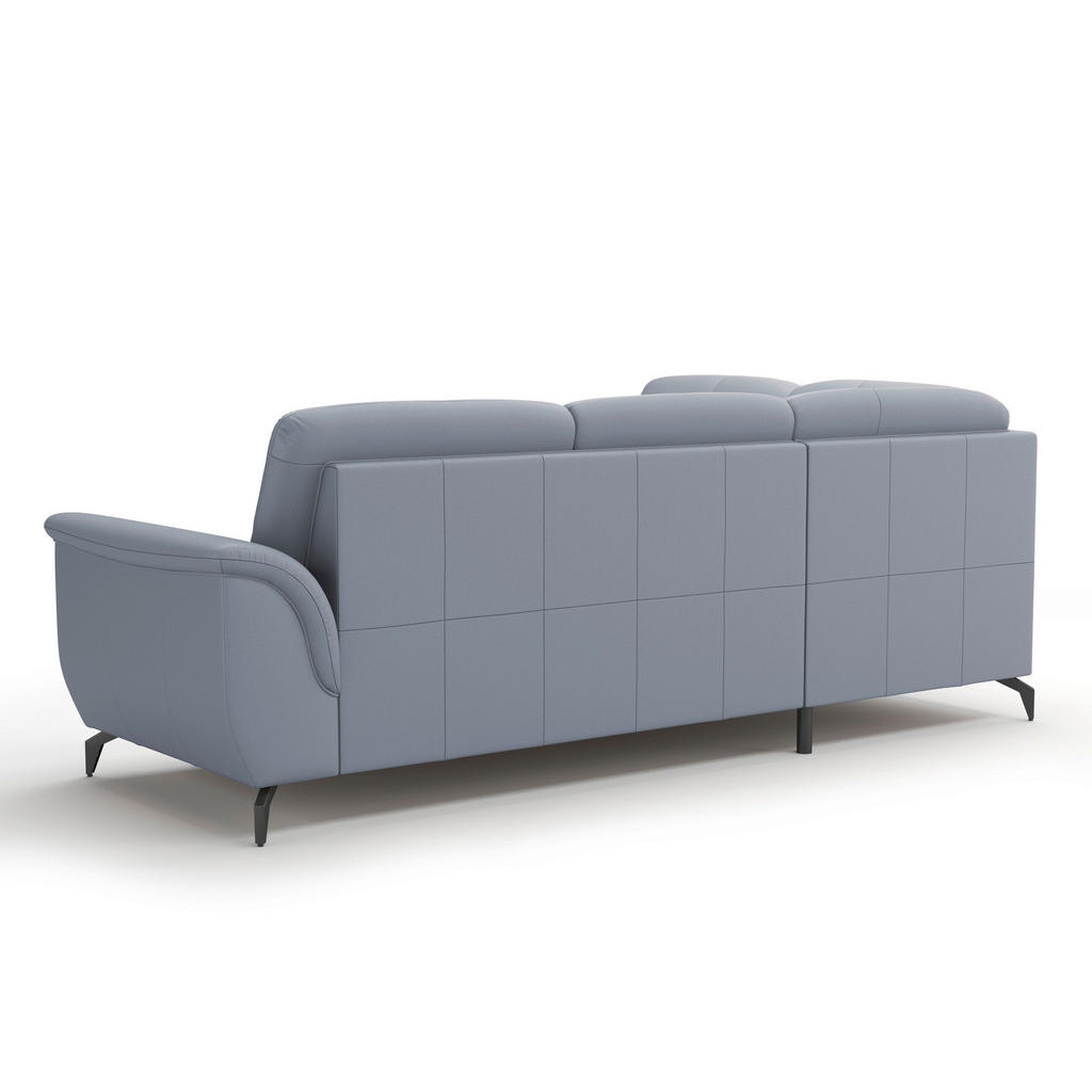 Thumbnail - Sit & More Ecksofa Zora E, Graublau, Leder, Echtleder, Nappaleder, 5,5-Sitzer, Ottomane links, L-Form, 244x212 cm, Golde...
