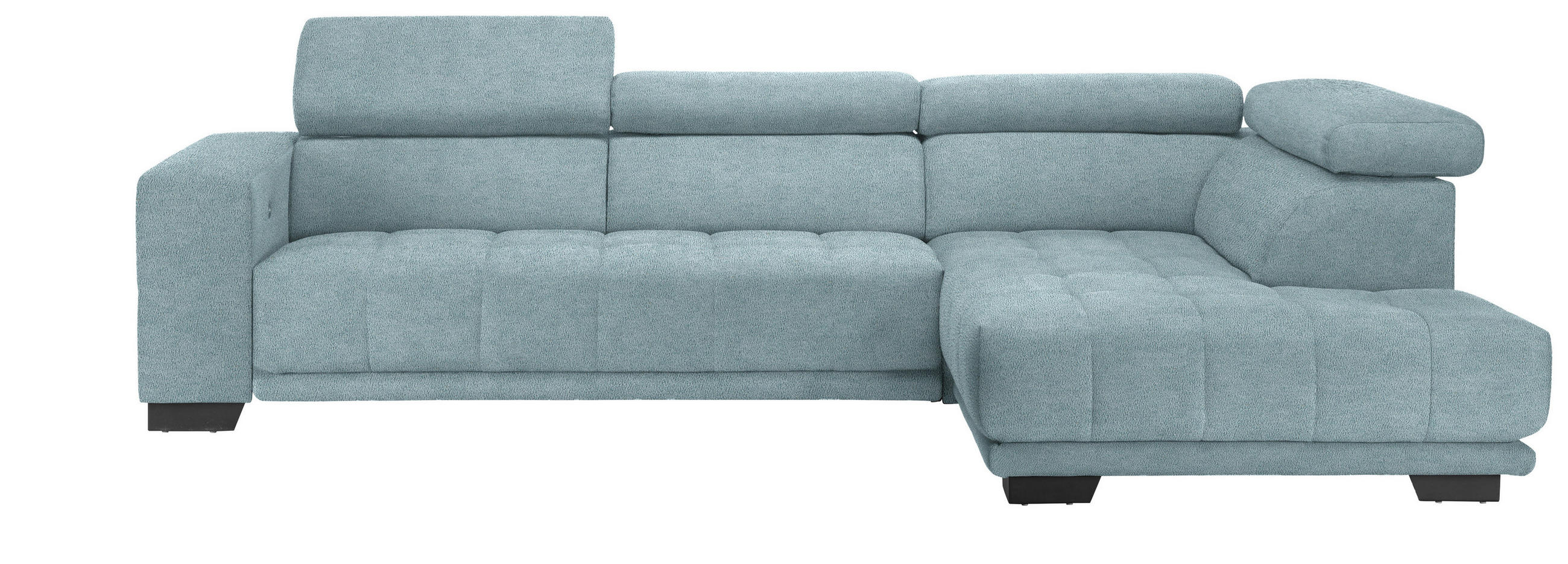 ECKSOFA in Mikrofaser Hellblau  - Schwarz/Hellblau, Design, Textil/Metall (301/207cm) - Xora