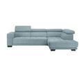 ECKSOFA in Mikrofaser Hellblau  - Schwarz/Hellblau, Design, Textil/Metall (301/207cm) - Xora