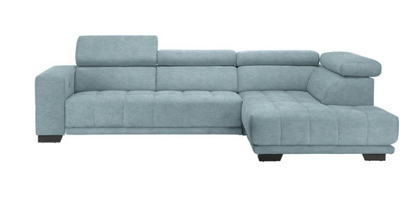 ECKSOFA in Mikrofaser Hellblau  - Schwarz/Hellblau, Design, Textil/Metall (301/207cm) - Xora