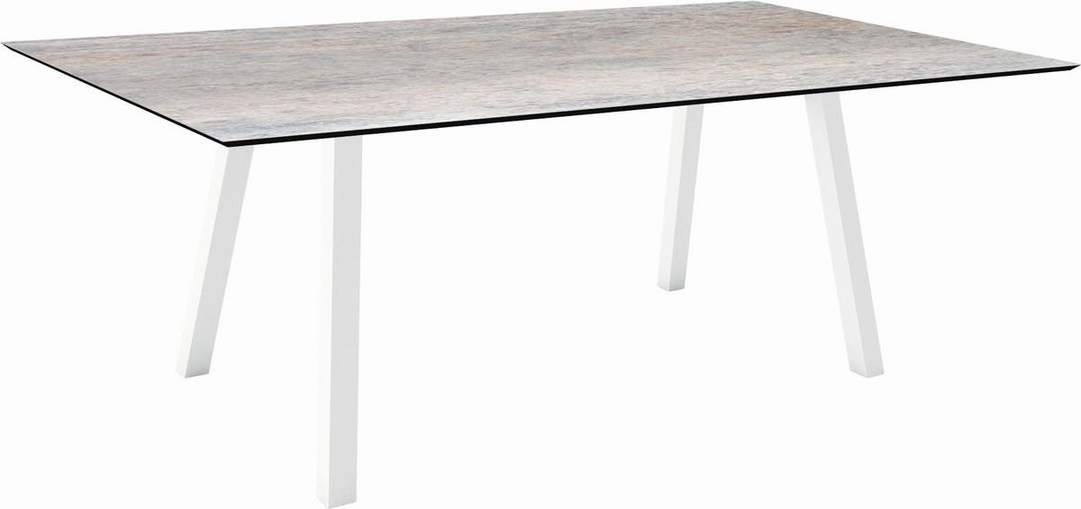 GARTENTISCH Kunststoff Grau rechteckig  - Weiß/Grau, MODERN, Kunststoff/Metall (180/100/75cm) - Stern