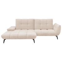 ECKSOFA Naturfarben Flachgewebe Rücken echt, Sitztiefenverstellung  - Schwarz/Naturfarben, KONVENTIONELL, Textil/Metall (211/273cm) - SetOne by Musterring