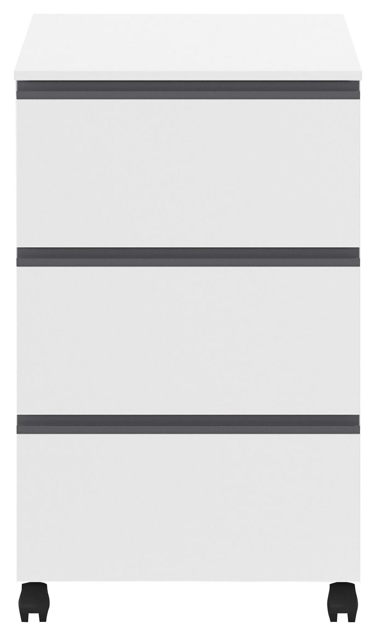 PREDALNIK NA KOLESCIH  bela  - siva/bela, Trend, umetna masa/leseni material (40/65/42cm) - Xora