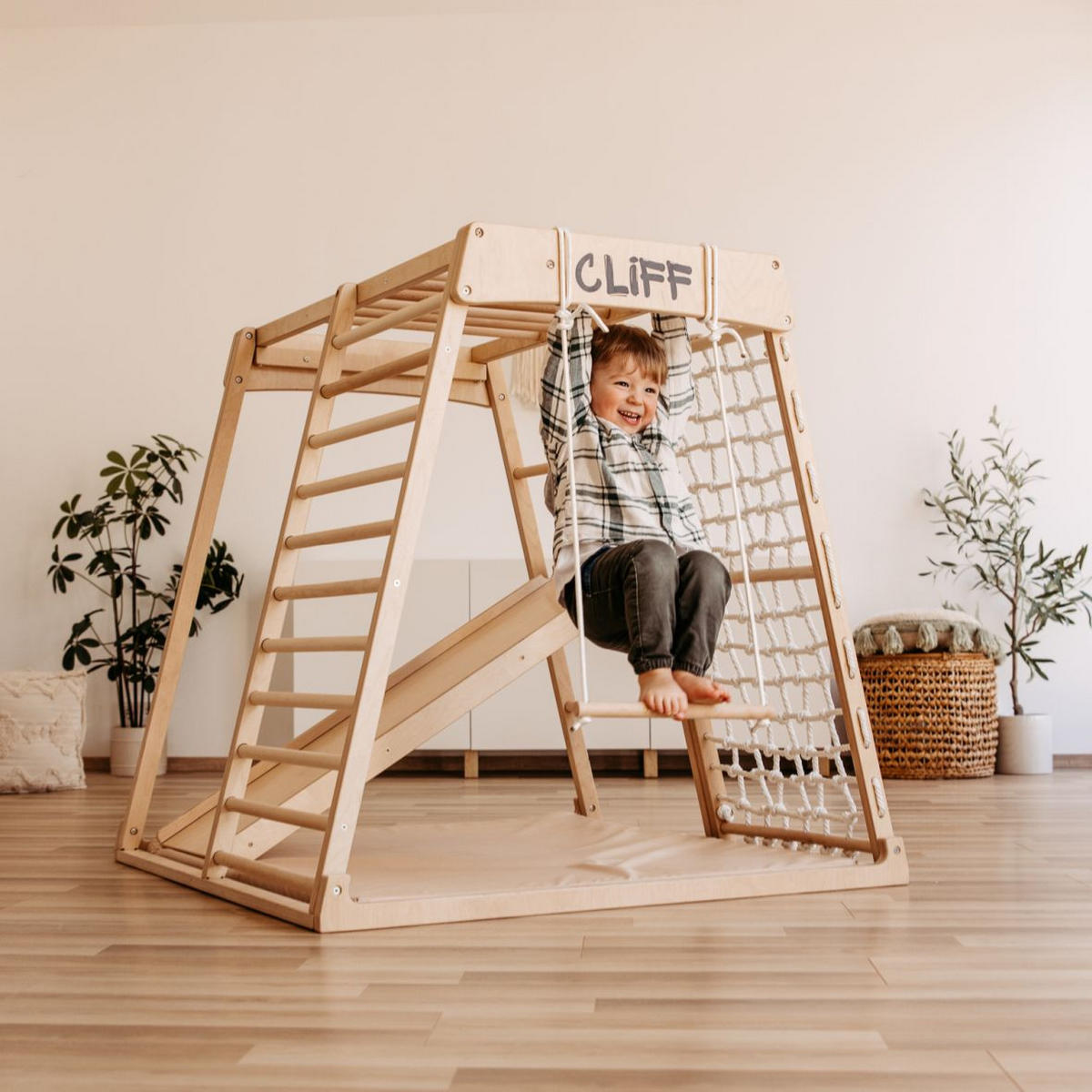 KLETTERGERÜST - Weiß, Basics, Holz (113/115/110cm) - CLIFF