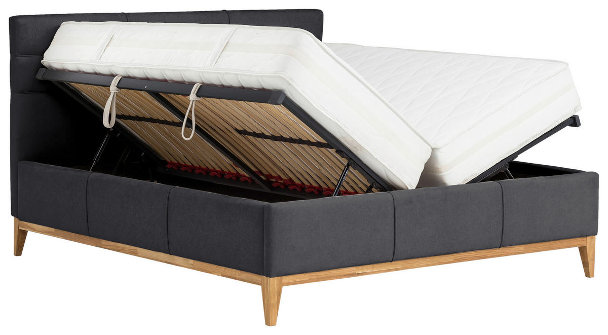 KÁRPITOZOTT ÁGY 180/200 cm  fekete  - fekete, Basics, műanyag/textil (180/200cm) - Carryhome