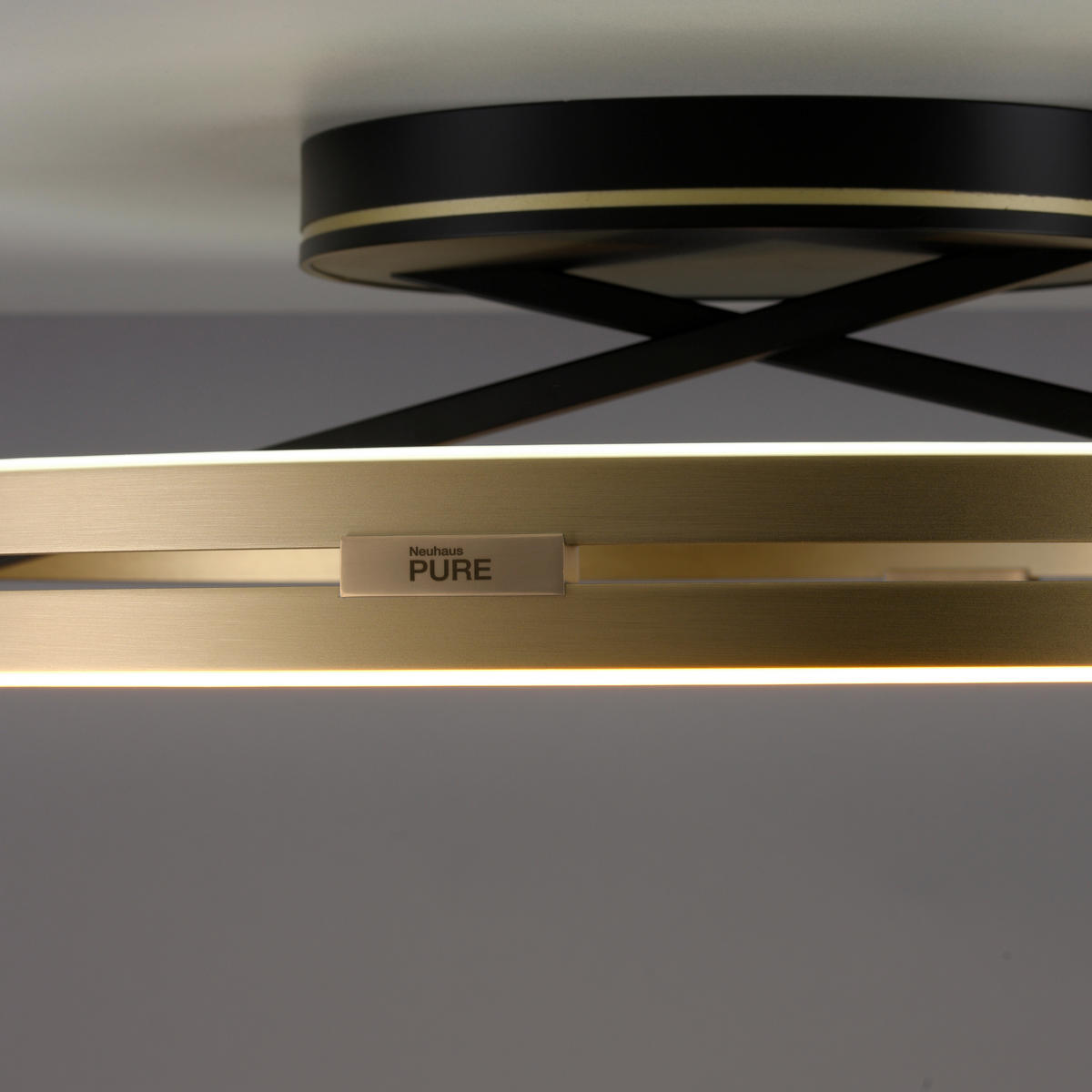 LED-DECKENLEUCHTE 60/60/17.8 cm  - Messingfarben/Schwarz, Design, Kunststoff/Metall (60/60/17.8cm) - Neuhaus PURE