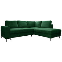 ECKSOFA Smaragdgrün Cord  - Smaragdgrün/Schwarz, Design, Textil/Metall (237/197cm) - MID.YOU