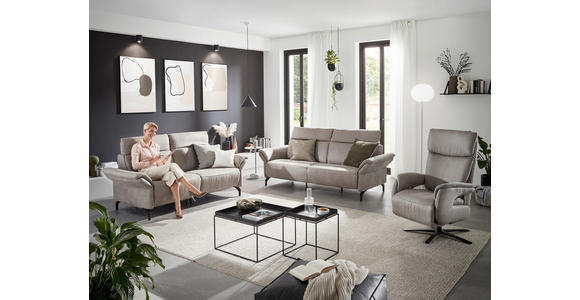 2-SITZER-SOFA in Lederlook Hellgrau - Hellgrau/Schwarz, KONVENTIONELL, Textil/Metall (216/103/92cm) - Dieter Knoll