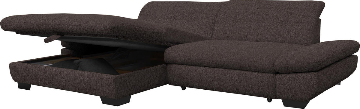 ECKSOFA in Mikrofaser Braun  - Schwarz/Braun, Design, Textil/Metall (198/290cm) - Xora