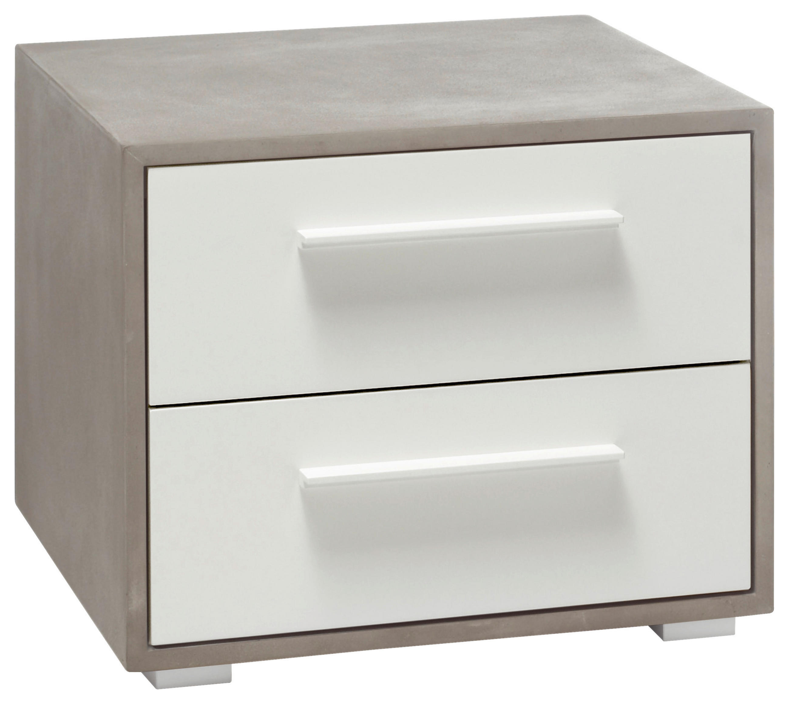 NACHTSCHRANK Buche massiv Grau, Weiß - Weiß/Grau, KONVENTIONELL, Holz/Holzwerkstoff (50/49/43cm) - Hasena