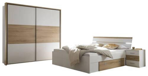 SCHLAFZIMMER Weiß, Eichefarben  - Eichefarben/Weiß, MODERN, Holzwerkstoff - Livetastic