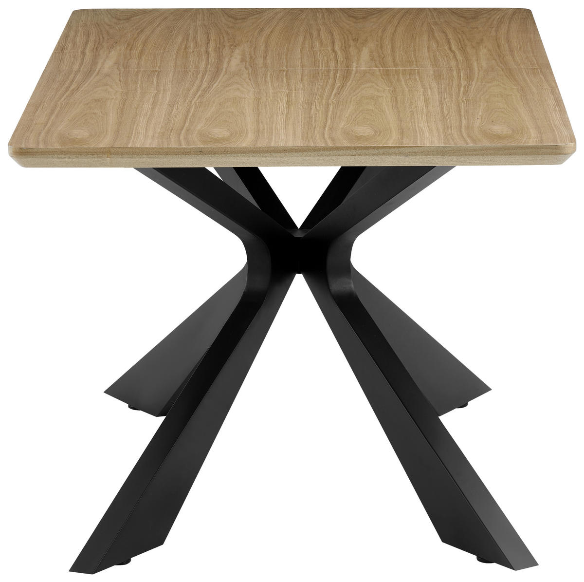 ESSTISCH 160-210/90/76 cm Echtholz, Nachbildung  Holz, Metall, Holzwerkstoff ausziehbar rechteckig Schwarz, Eichefarben  - Eichefarben/Schwarz, MODERN, Holz/Holzwerkstoff (160-210/90/76cm) - P & B