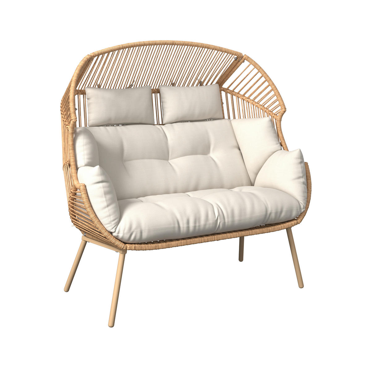 GARTENMUSCHEL 146/136/83 cm  - Beige/Naturfarben, Modern, Kunststoff/Textil (146/136/83cm) - Ambia Garden