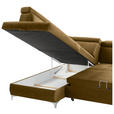 ECKSOFA  in Samt Braun, Gelb  - Chromfarben/Gelb, KONVENTIONELL, Textil/Metall (206/271cm) - Carryhome