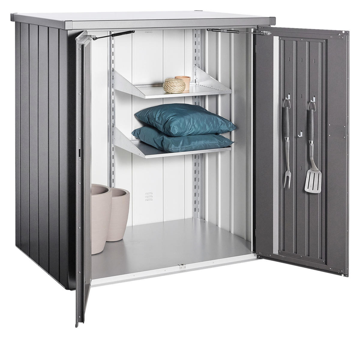 GERÄTESCHRANK 132/140/87 cm  - Dunkelgrau, Design, Metall (132/140/87cm) - Biohort