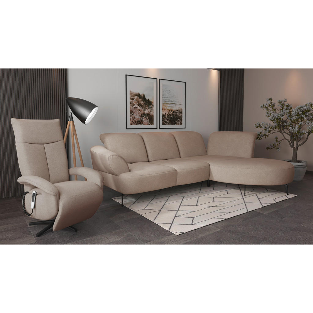 Thumbnail - Sit & More Ecksofa Dance E, Beige, Textil, 5-Sitzer, Ottomane rechts, L-Form, 313x208 cm, Goldenes M, Oeko-Tex® Standard...