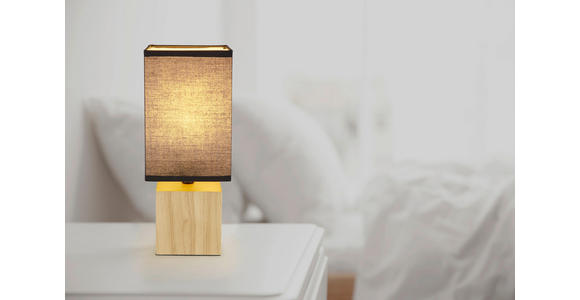 TISCHLEUCHTE 12/12/30 cm   - Schwarz/Naturfarben, Design, Holz/Kunststoff (12/12/30cm) - Novel