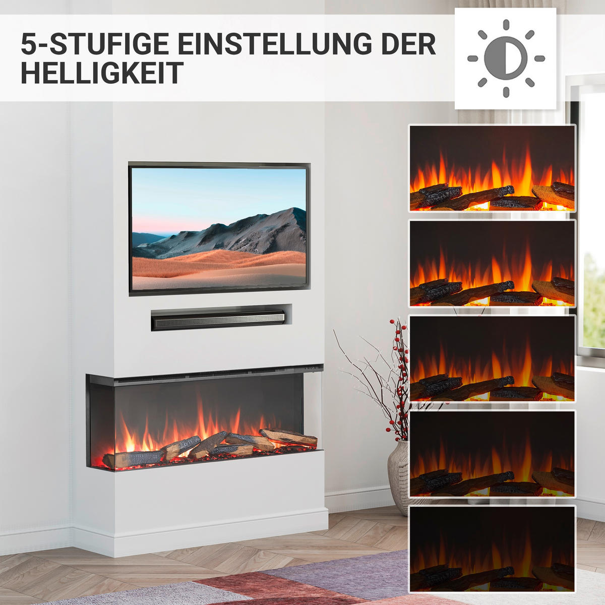 ELEKTROKAMIN - Schwarz, Basics, Metall (113/50/21cm)