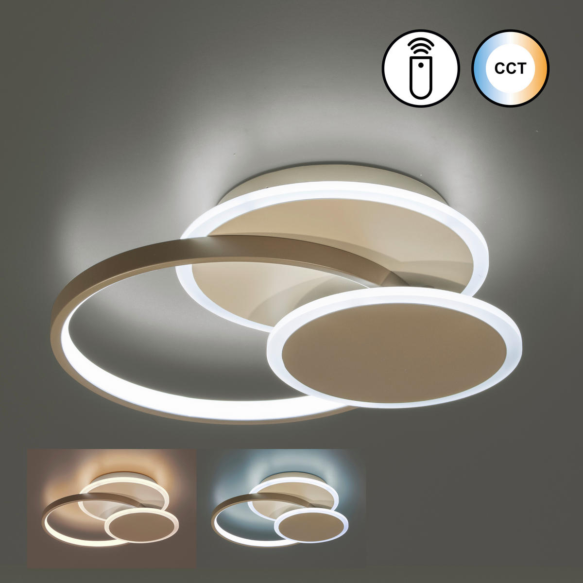 LED-DECKENLEUCHTE Tomo 40 cm  - Greige, Design, Metall (40cm) - Fischer & Honsel