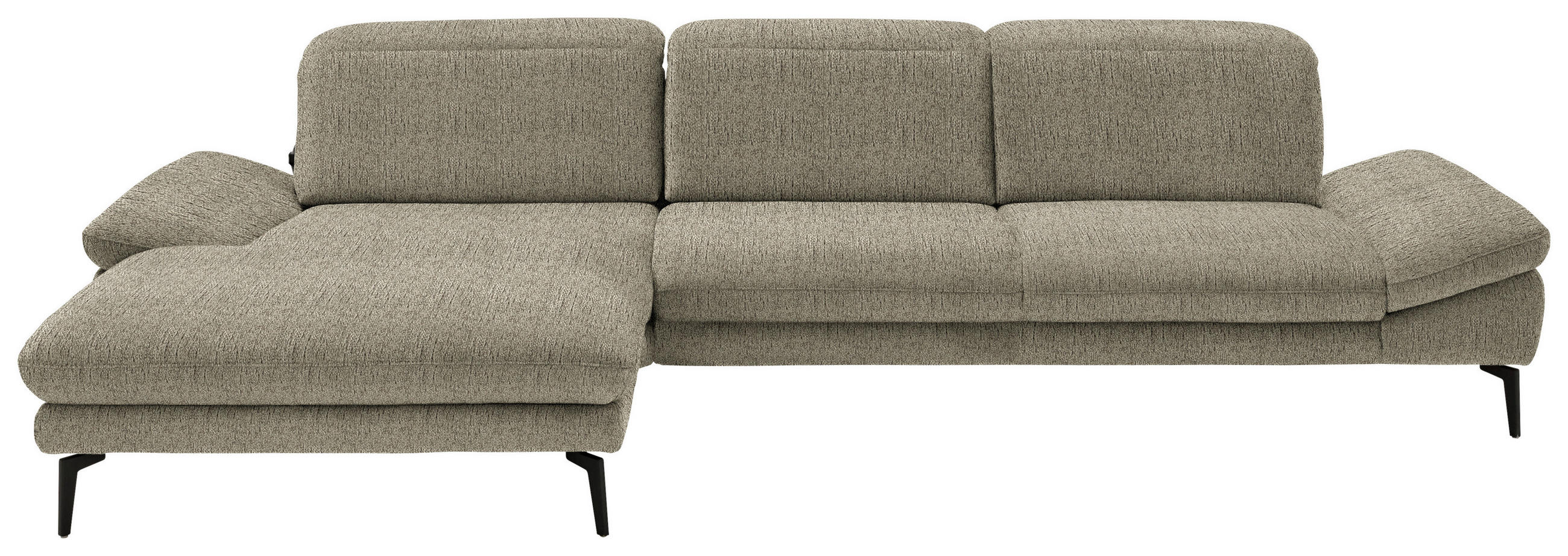 ECKSOFA in Chenille Olivgrün  - Schwarz/Olivgrün, Design, Textil/Metall (188/319cm) - Beldomo System