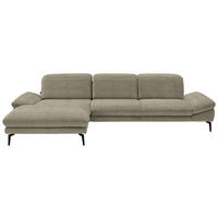 ECKSOFA in Chenille Olivgrün  - Schwarz/Olivgrün, Design, Textil/Metall (188/319cm) - Beldomo System