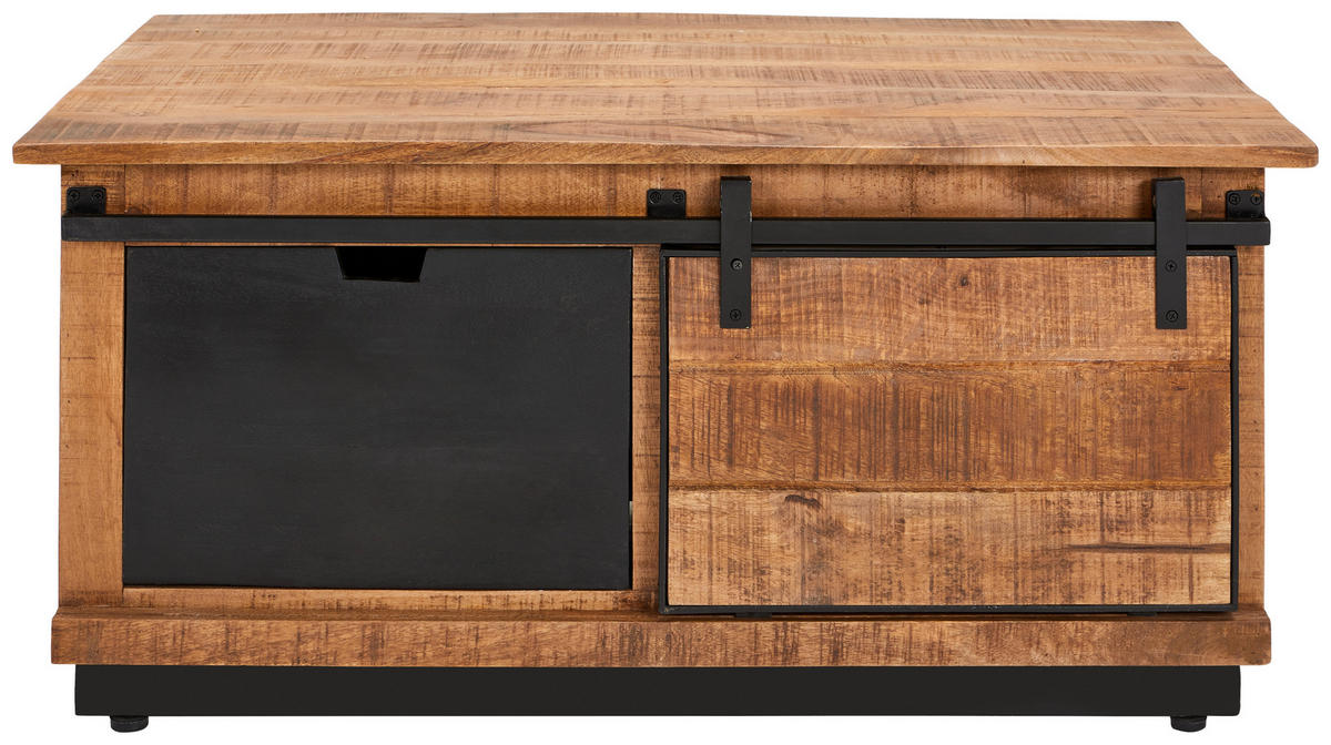 COUCHTISCH in Holz, Metall  - Schwarz/Braun, Natur, Holz/Metall (100/45/66cm) - Livetastic