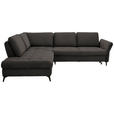 ECKSOFA Graubraun Chenille  - Graubraun/Schwarz, Natur, Textil/Metall (233/288cm) - Valnatura