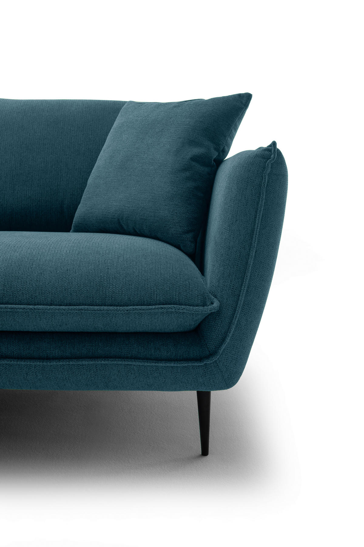 ECKSOFA Petrol Webstoff  - Petrol/Schwarz, KONVENTIONELL, Textil/Metall (196/304cm) - Hom`in