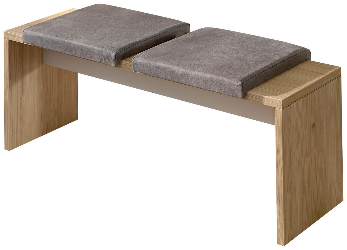 ÜLŐPAD textil, faalapú anyag tölgyfa színű, világosszürke  - világosszürke/tölgyfa színű, Basics, faalapú anyag/textil (130/49/40cm) - Stylife