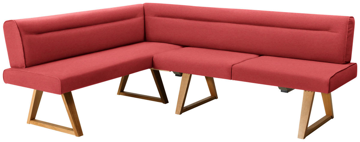 ECKBANK 170/230 cm  in Rot, Eichefarben  - Eichefarben/Rot, KONVENTIONELL, Holz/Textil (170/230cm) - Moderano