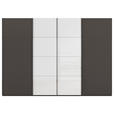 SCHWEBETÜRENSCHRANK 316/235/68 cm 4-türig Graphitfarben, Weiß  - Chromfarben/Graphitfarben, KONVENTIONELL, Glas/Holzwerkstoff (316/235/68cm) - Novel