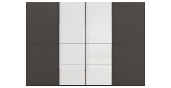 SCHWEBETÜRENSCHRANK 316/235/68 cm 4-türig Graphitfarben, Weiß  - Chromfarben/Graphitfarben, KONVENTIONELL, Glas/Holzwerkstoff (316/235/68cm) - Novel